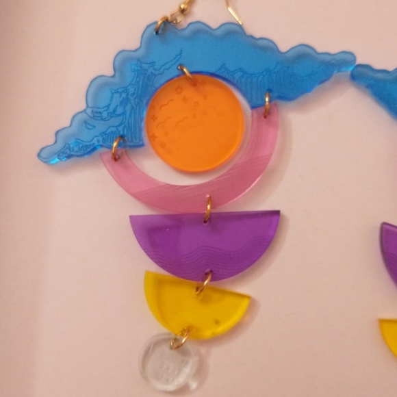 Colorful Acrylic Sunset Statement Earrings by BRWNGRLS - Picture 3 of 3